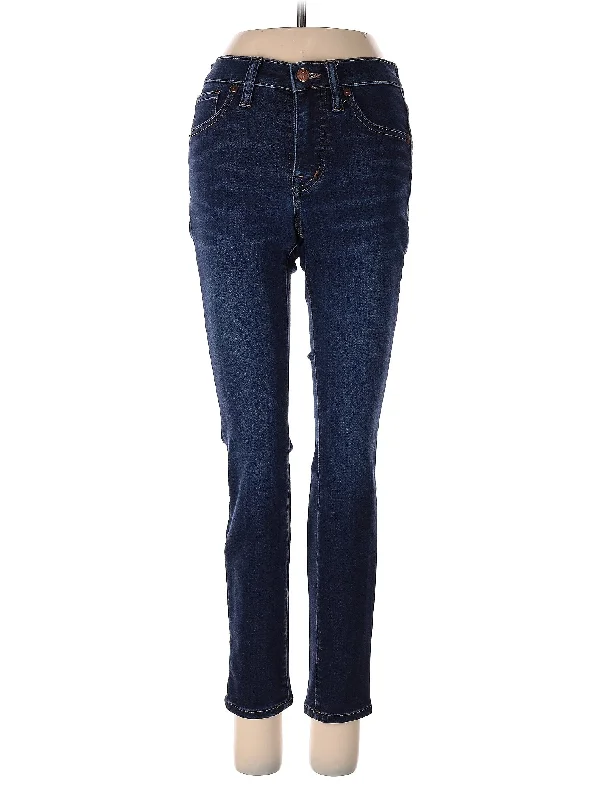 women's denim jeans with embroidery on pocketsMid-Rise Skinny Jeans in Dark Wash