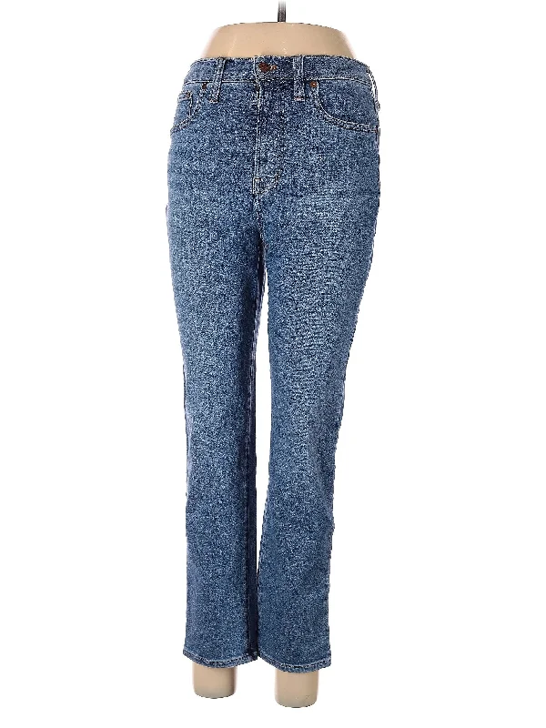 women's denim jeans with contrasting stitchingHigh-Rise Bootleg Jeans in Medium Wash