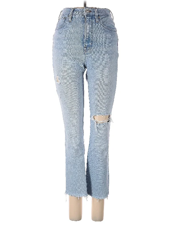 women's denim jeans with lace trimHigh-Rise Bootleg Jeans