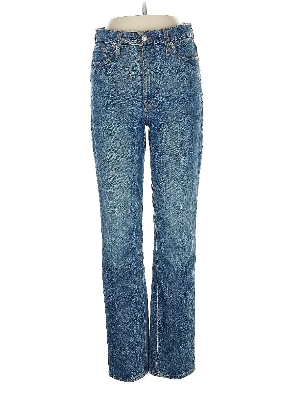 women's denim jeans with patchesHigh-Rise Straight-leg Jeans in Medium Wash