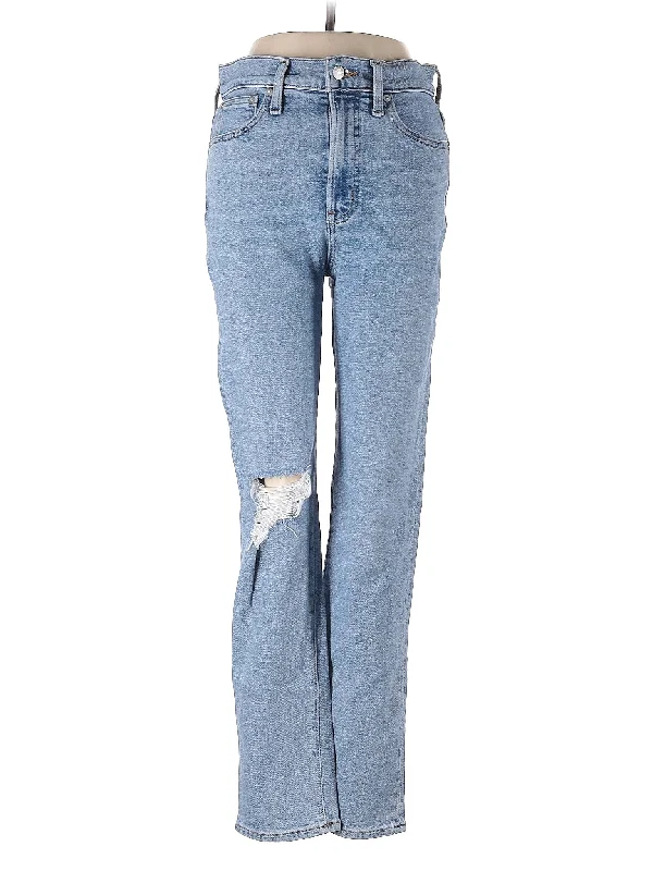 women's denim jeans with ripped kneesHigh-Rise Bootleg Jeans