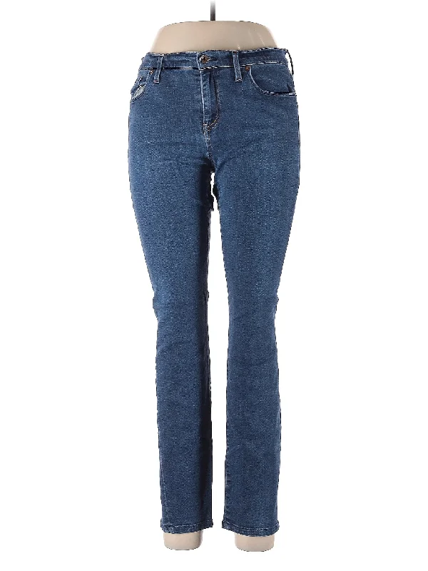 women's denim jeans with embroideryLow-Rise Straight-leg Jeans in Medium Wash