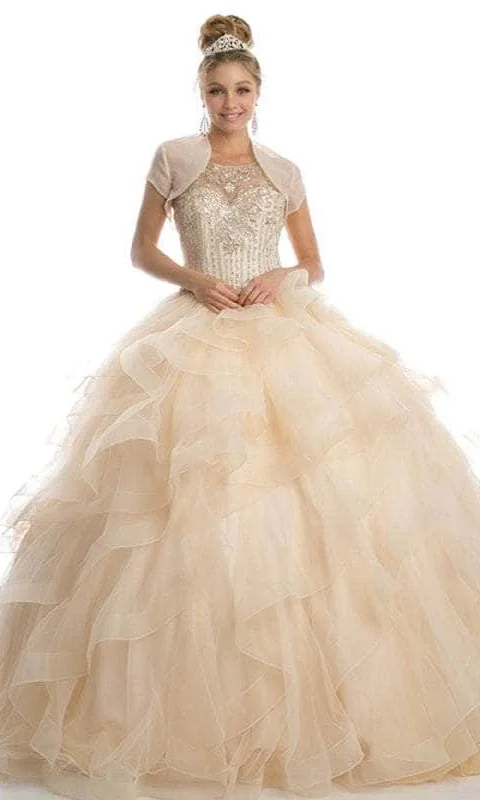 Formal Dress for Talent ShowsJuliet Dresses 1423 - Ruffled Beaded Scoop Quinceanera Gown