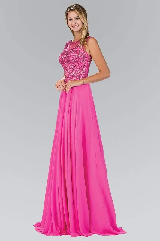 Formal Dress for Resort EventsElizabeth K - GL1410 Beaded Bateau Neck A-Line Gown