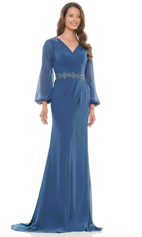 Formal Dress for Formal DancesMarsoni by Colors MV1273-1 - Ballon Long Sleeve V-Neck Long Gown