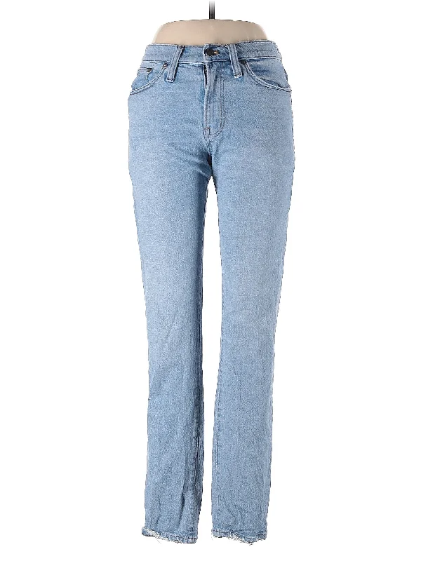 women's grey denim jeansMid-Rise Straight-leg Jeans in Light Wash