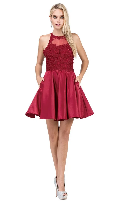 asymmetrical party dressesDancing Queen - 3028 Halter A-Line Homecoming Cocktail Dress