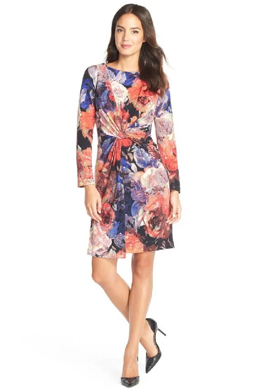 Funky Print Long Sleeves DressAdrianna Papell - 15251270 Knot Front Long Sleeve Sheath Dress