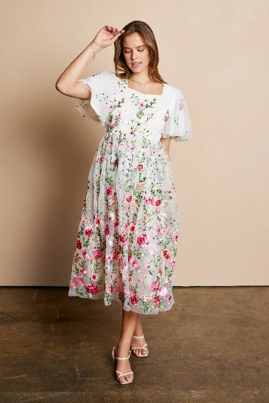 floral midi dressesAubrey modest midi dress