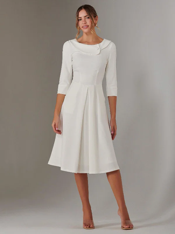 maxi-length midi dressesSloan 3/4 Sleeve Midi Dress, Ivory