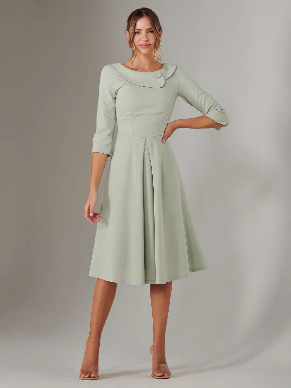 lightweight chiffon midi dressesSloan 3/4 Sleeve Midi Dress, Sage Green