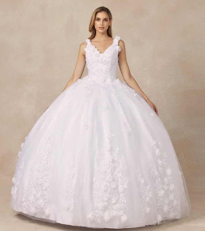 silk wedding dressesLA Merchandise LAT1437B 3D Floral Applique Wedding Ball Princess Dress