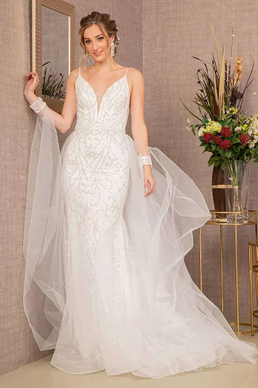 mermaid wedding dressesLa Merchandise LAS3157 Embellished Sleeveless Wedding Gown