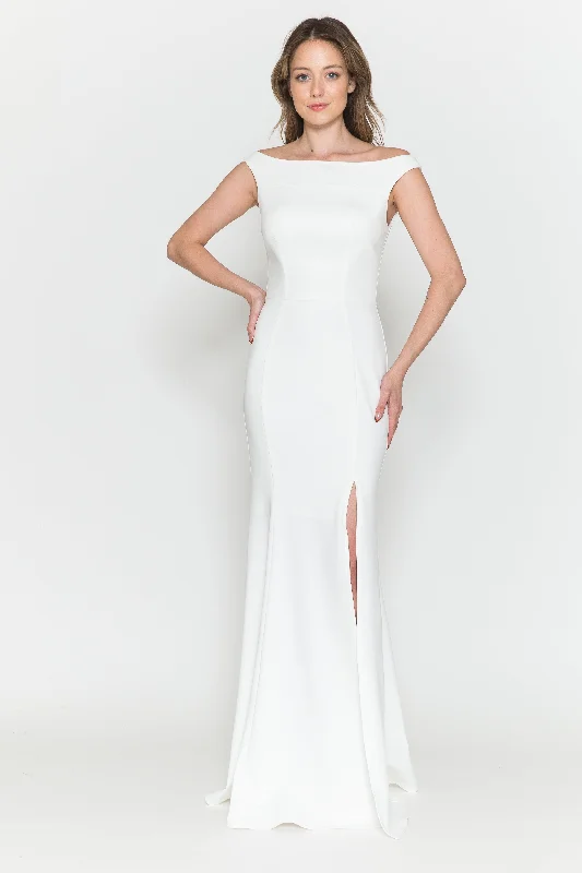 petite wedding dressesLa Merchandise LAY8724B Off White Off Shoulder Bridal Wedding Dress