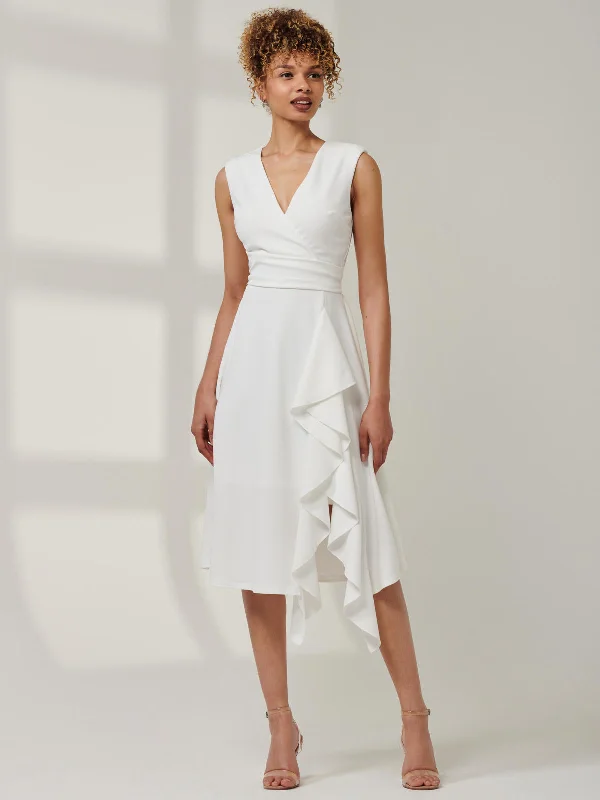 off-the-shoulder midi dressesQiana Ruffle Detail Midi Dress, White