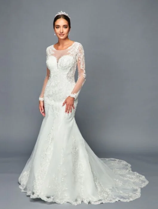 wedding dress alterationsLA Merchandise LADK470 Illusion Boat Neck Lace Applique Wedding Dress