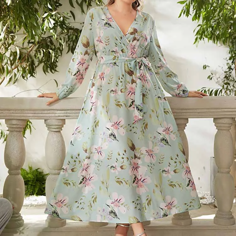 custom wedding dressesFelicia Plus Size Floral Print Wedding Guest Dress