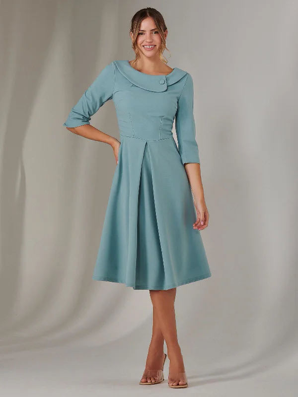 high-slit midi dressesSloan 3/4 Sleeve Midi Dress, Duck Egg Blue