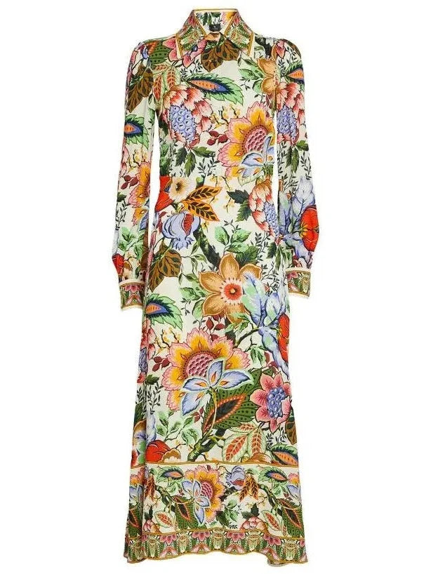 midi shift dressesTree of Life Floral Printed Midi Shirt Dress