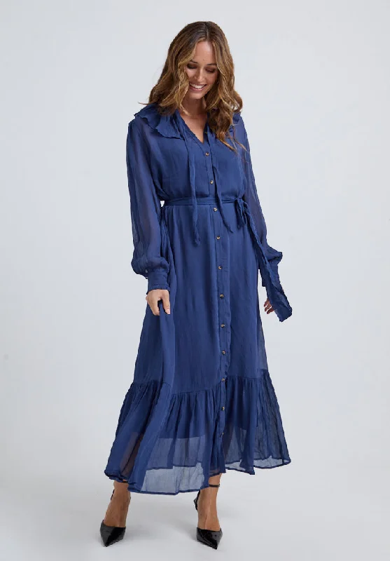 off-the-shoulder midi dressesEloise Tiered Hem Midi Dress In Blue