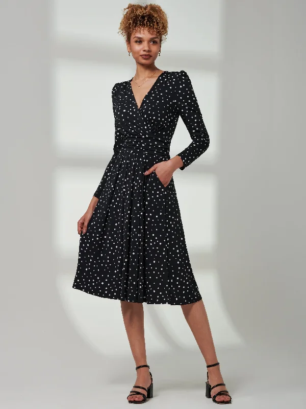 casual everyday midi dressesRafella Long Sleeve Midi Dress, Black Spot