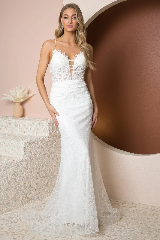 sweetheart neckline wedding dressesLa Merchandise LAXR282B Sexy Lace up White Wedding Mermaid Gown