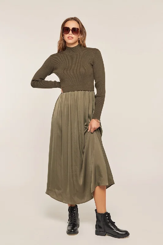 sequin midi dressesCoco modest midi dress in olive-final sale