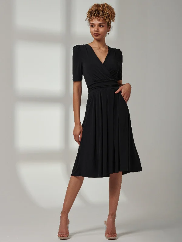 midi dresses for winterBianca Half Sleeve Jersey Midi Dress, Black