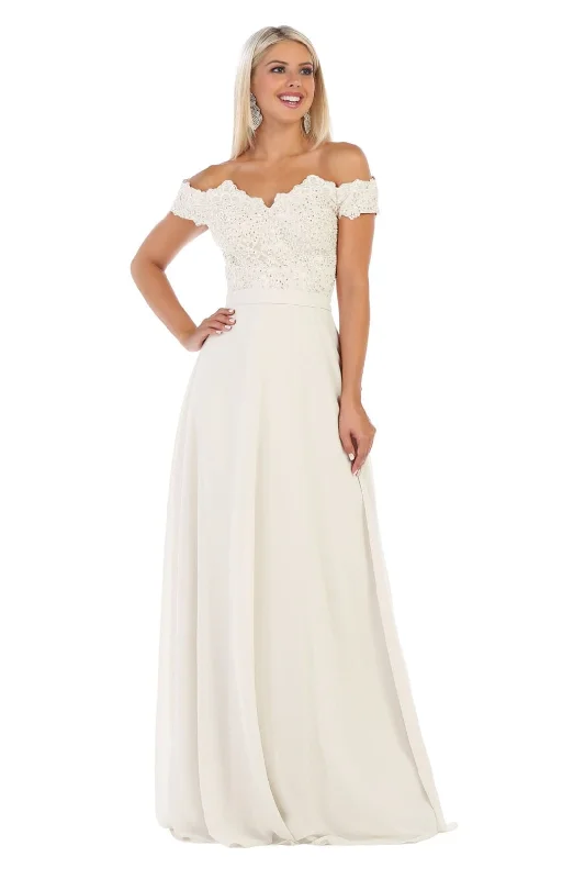 sample sale wedding dressesLA Merchandise LA1601B Off The Shoulder Corset Ivory Wedding Gown