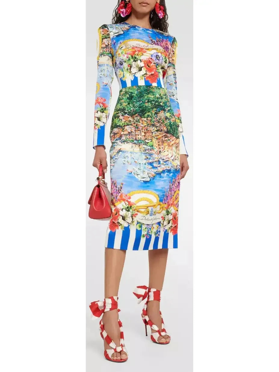 high-low midi dressesPortofino Printed Midi Dress