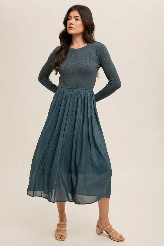 cotton midi dressesCarlotta modest midi dress in winter pine