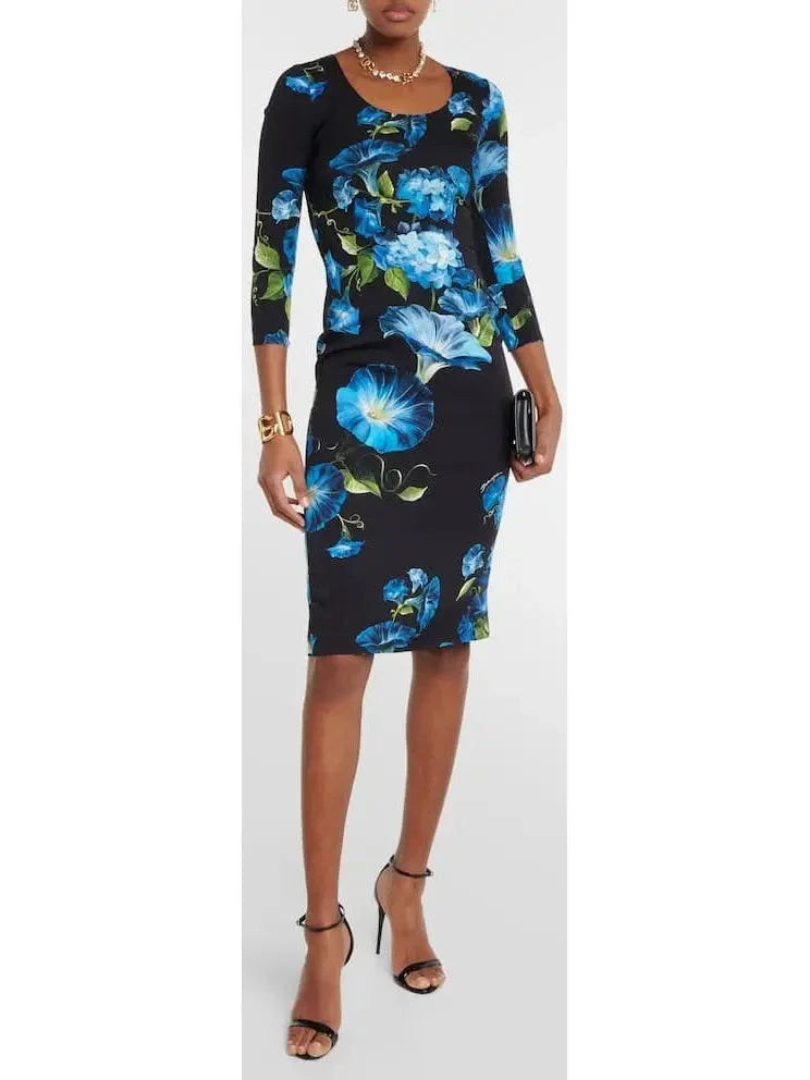 cinched-waist midi dressesFloral Silk Midi Dress