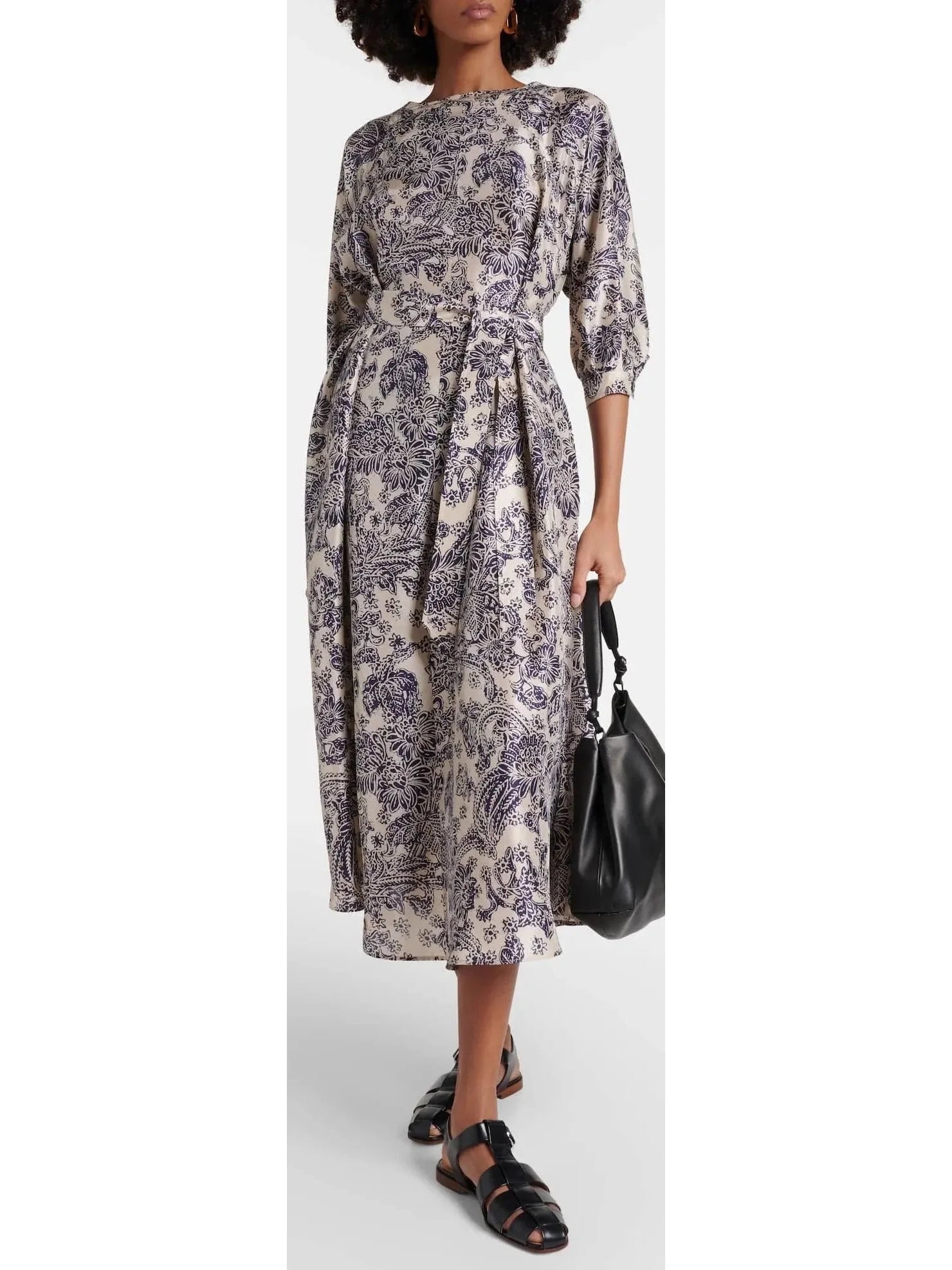 simple yet stylish midi dressesPaisley Printed Silk Midi Dress