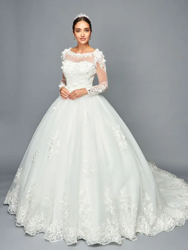 long sleeve wedding dressesEmbroidered Long Sleeve Wedding Dress - LADK469