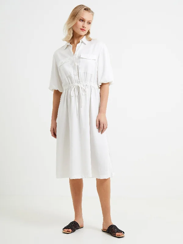 women's denim dressesElkie Twill Drawstring Shirt Dress