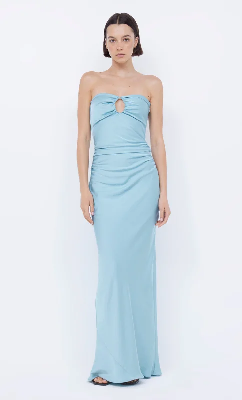 women's party dressesEMILIA STRAPLESS DRESS - DUCK EGG