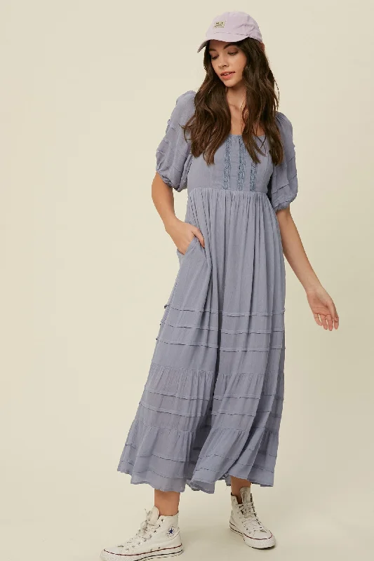 women's high-low dressesGrace Misty Blue Dress