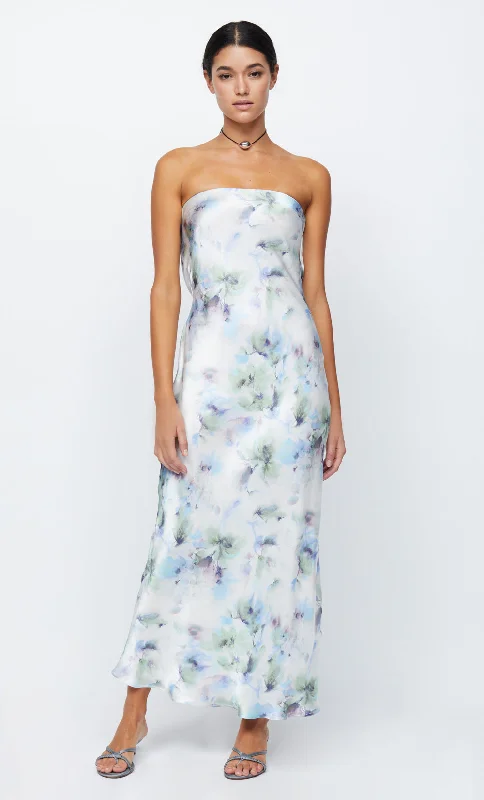 women's off-the-shoulder dressesMOON DANCE STRAPLESS DRESS - WATERCOLOUR FLORAL